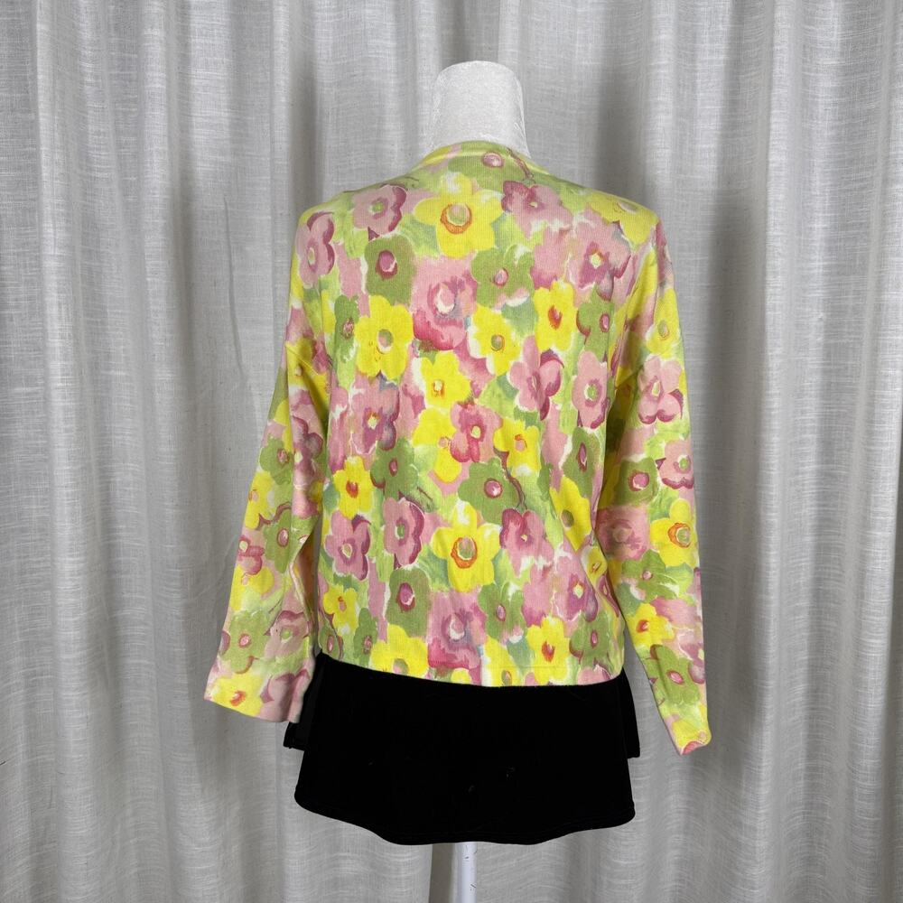 United Colors Of Benetton Cardigan Sweater Womens Small Multicolor Floral Italy - Picture 4 of 8